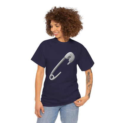 Unisex Heavy Cotton Tee - Minimalist Safety Pin Design
