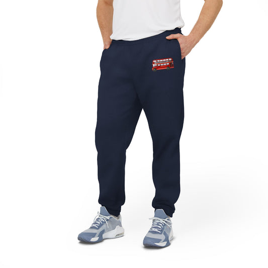 Adidas Unisex Fleece Jogger - Vintage British Double-Decker Bus Art Print
