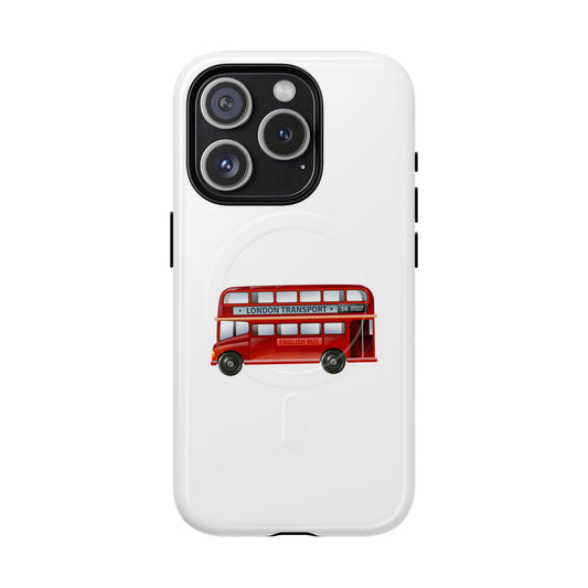 London Bus Tough Magnetic Case, iPhone Protector, Unique Phone Cover, Gifts for Travelers, Durable Mobile Case