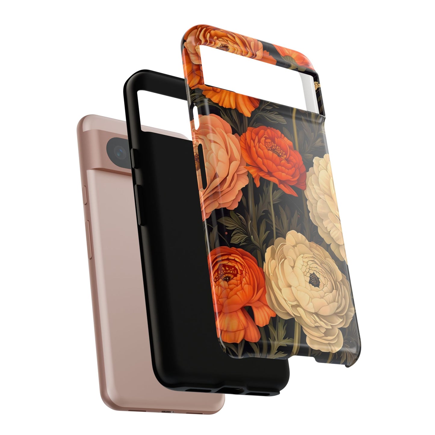 Floral Phone Case with Tough Protection, Blooming Ranunculus Design, Durable Cover, Gift for Flower Lovers, Eco-Friendly Phone Accessory