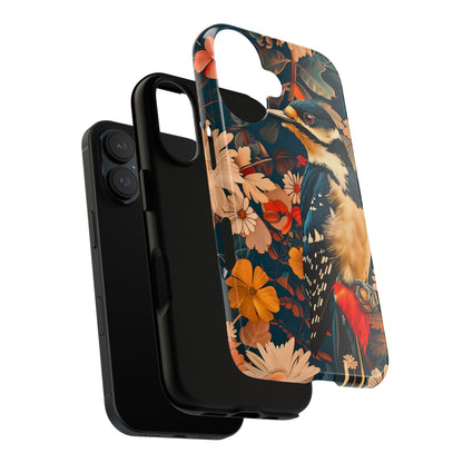 Artistic Bird Phone Case, Unique Tough Cases for Nature Lovers, Floral Design, Cute Gift, Customized Phone Accessories