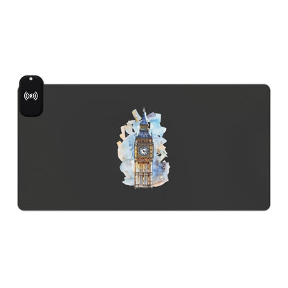 Big Ben with Clouds (Realistic) - LED Gaming Mouse Pad, Wireless Charging, Illuminated Desk Essentials for Gamers, Computer Accessories, Perfect for Streamers and Tech [...]