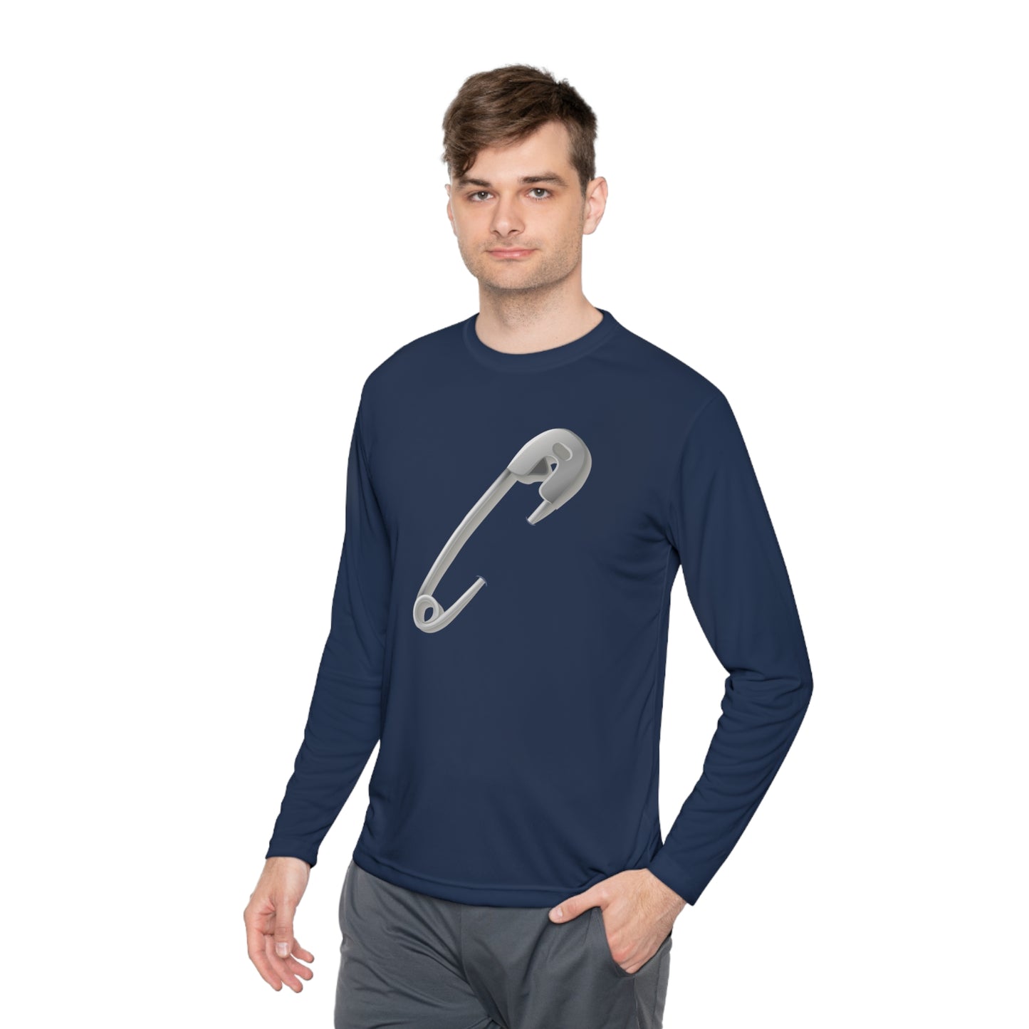 Unisex Lightweight Long Sleeve Tee - Minimalist Safety Pin