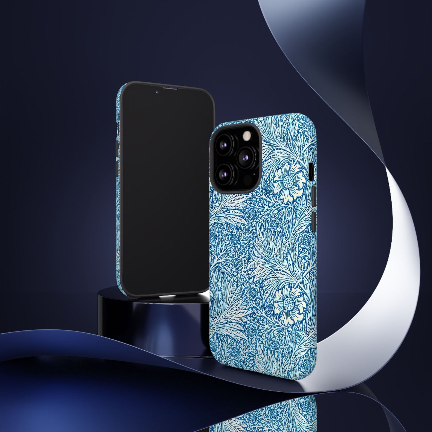 Stylish Phone Case, Tough Floral Phone Cover, Fashionable Tech Accessory, Gift for Her, Blue Flower Design