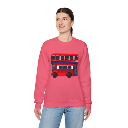 Unisex Heavy Blend™ Crewneck Sweatshirt - The Heart of London - Red Double-Decker Bus
