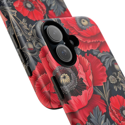 Floral Phone Case with Artistic Poppies, Tough Cases, Flower Design, Nature Lover Gift, Customizable Mobile Cover, Stylish Phone Accessories