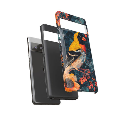 Colorful Bird Phone Case, Floral Phone Cover, Tough Phone Protector, Nature Lover Gift, Botanical Case, Unique Mobile Accessory