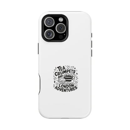 Magnetic Phone Case - Tea Crumpets London Adventures, Gift for Travelers, Cute Phone Cover, Unique Phone Accessory, Fun Design