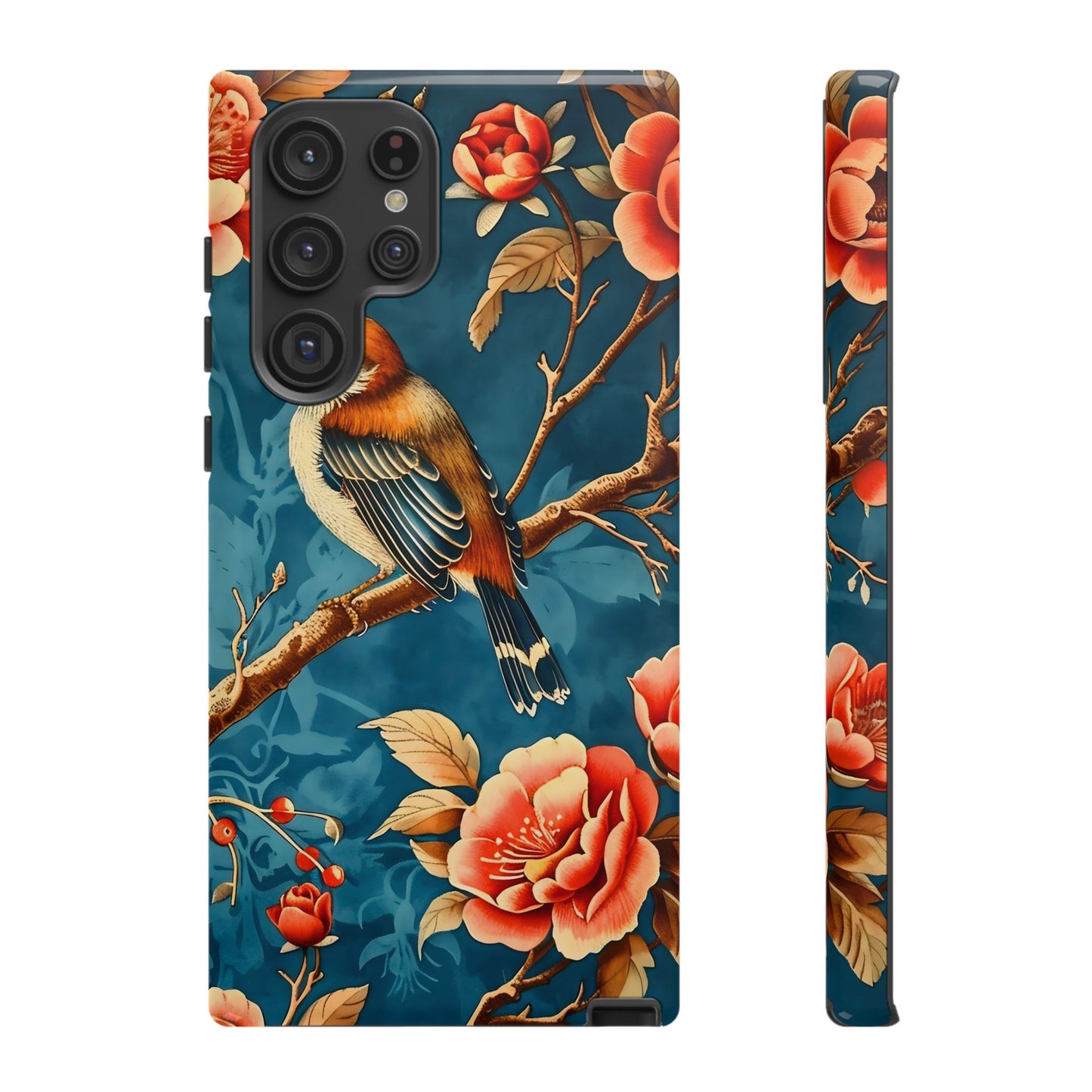Bird & Floral Phone Case, Tough Cases for Nature Lovers, Gift for Her, Customizable Design, Vibrant Tech Accessories