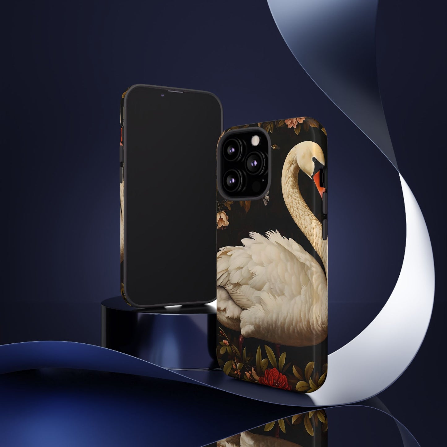 Elegant Swan Phone Case, Floral iPhone Cover, Tough Phone Case, Gift for Her, Nature Lover, Mother's Day, Birthday