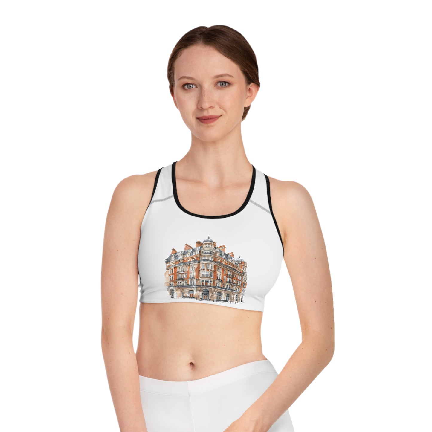 Sports Bra - Chic Activewear for Women - Elegant Cityscape - Classic British Architecture - Elegant Historic Building