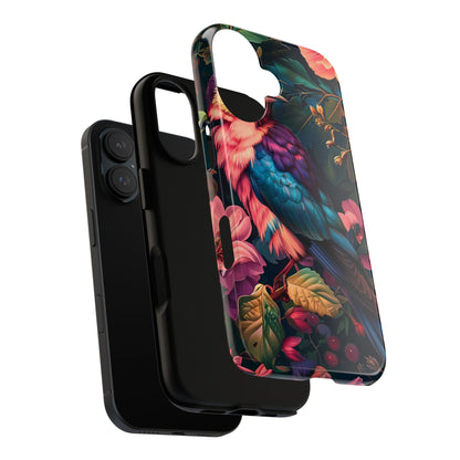 Vibrant Phone Case, Tropical Bird Design, Tough Phone Cover, Floral Tech Accessory, Gift for Nature Lovers