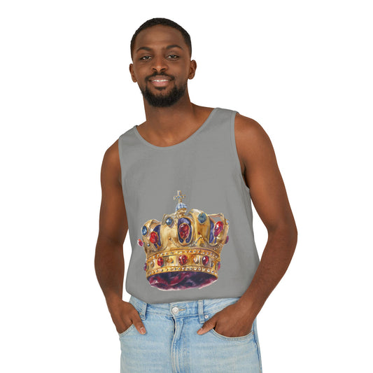 Unisex Garment-Dyed Tank Top - British Royal Crown - Symbol of Regal Elegance and Authority