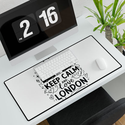 London Themed Desk Mat - Keep Calm & Love London, Home Office Décor, Desk Accessories, Gift for Travelers, Office Supplies
