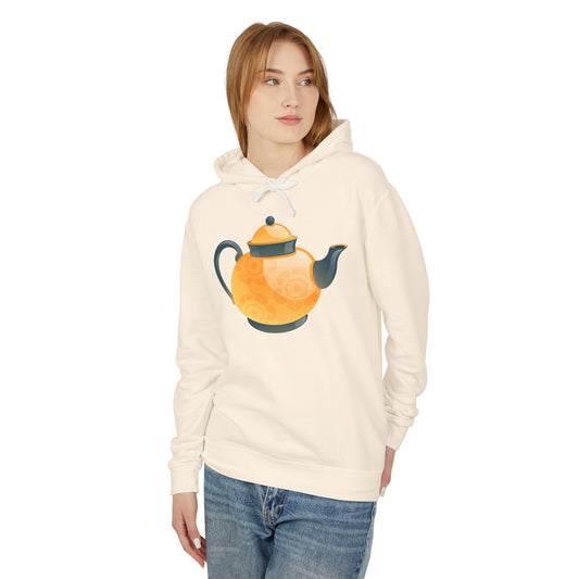 Unisex Lightweight Hooded Sweatshirt - Classic British Tea Kettle - Timeless Elegance in Tea Time