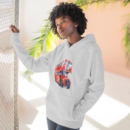 Three-Panel Fleece Hoodie - Rolling London - The Iconic Double-Decker