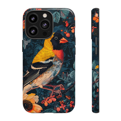 Colorful Bird Phone Case, Floral Phone Cover, Tough Phone Protector, Nature Lover Gift, Botanical Case, Unique Mobile Accessory