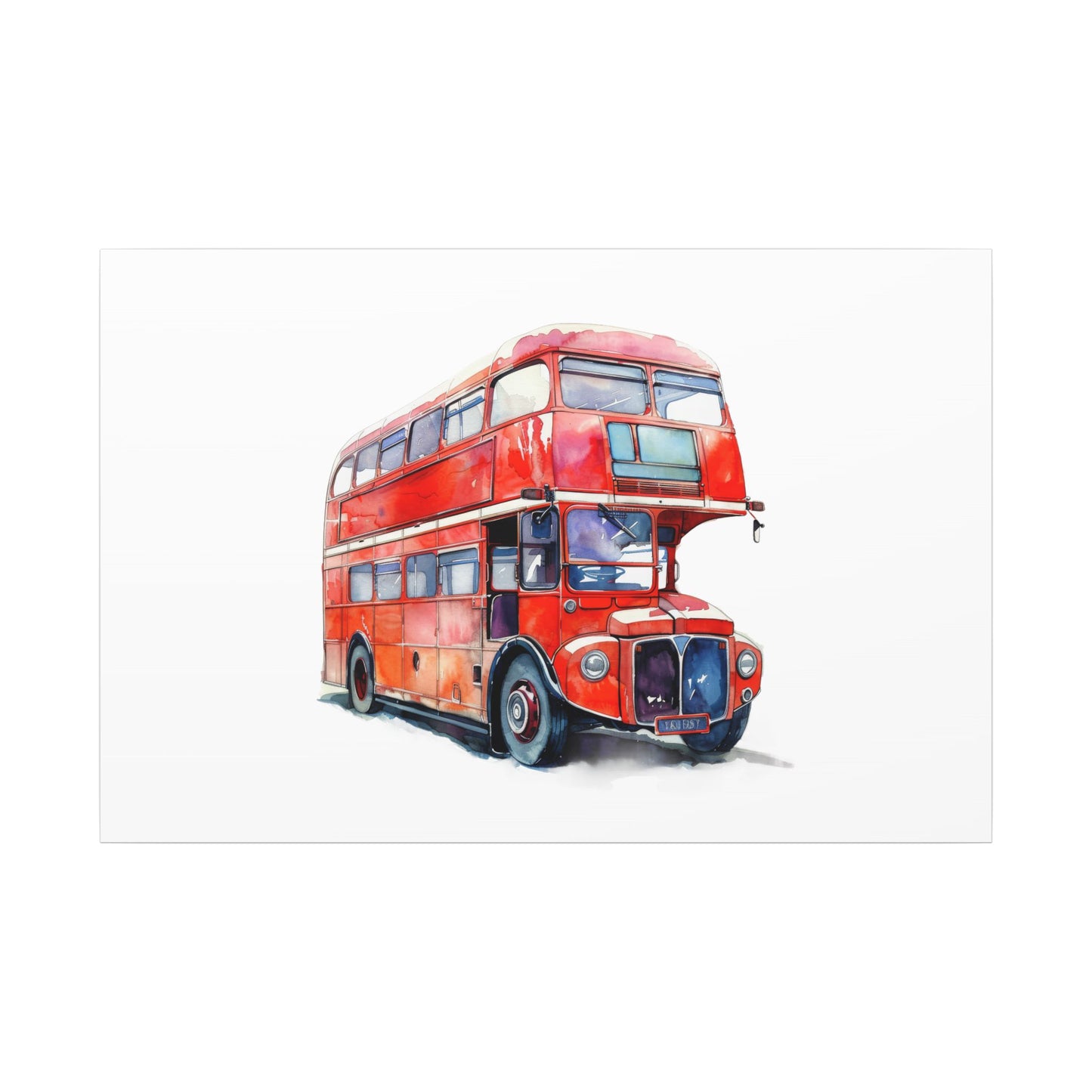 London Red Double-Decker Bus Art Canvas Print, Wall Decor for Travel Lovers, Home Office Gift, Unique Artwork for All Occasions