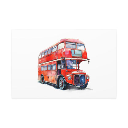 London Red Double-Decker Bus Art Canvas Print, Wall Decor for Travel Lovers, Home Office Gift, Unique Artwork for All Occasions