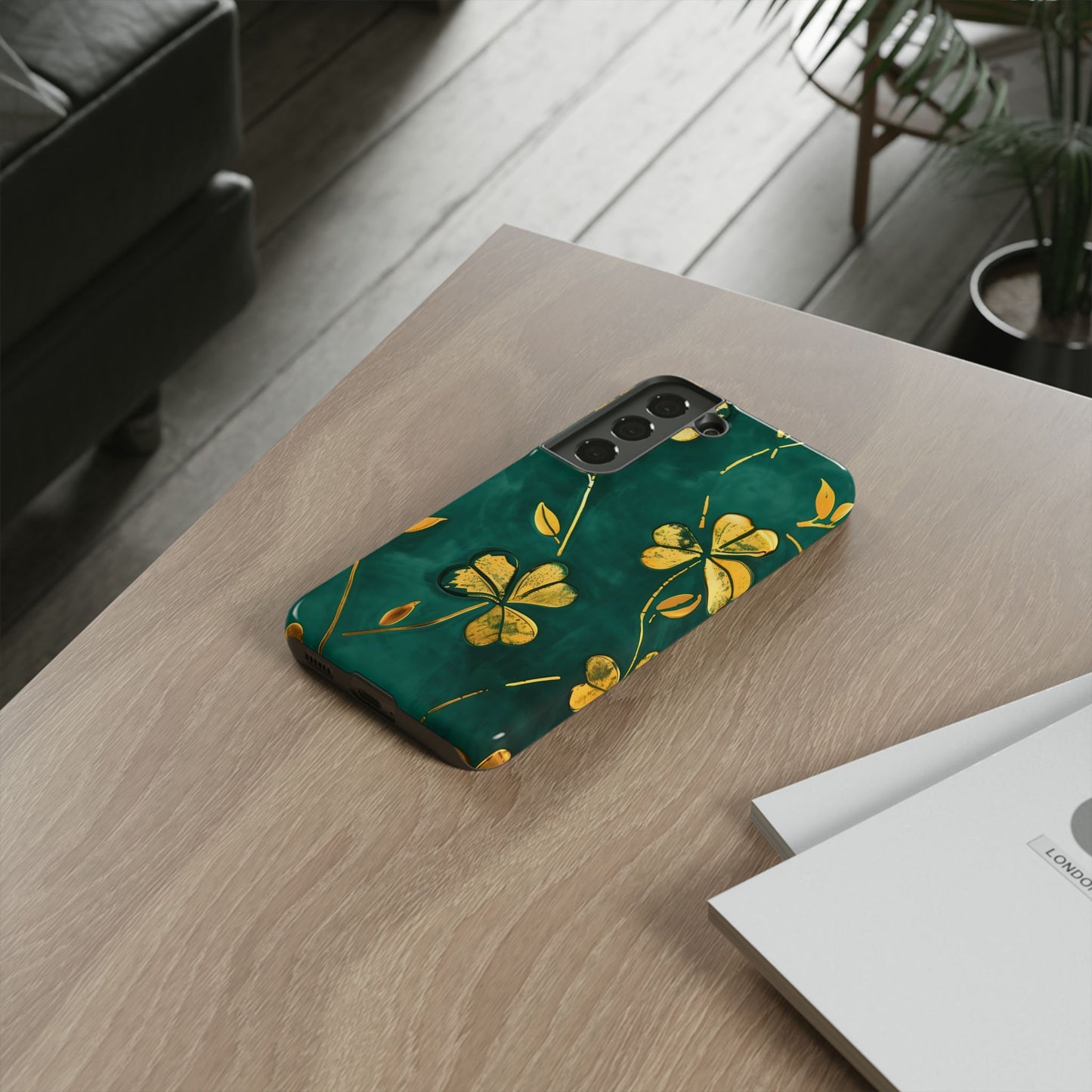Floral Phone Case with Gold Accents, Tough Phone Cover, Stylish Phone Protector, Unique Gift for Her, Nature Lover Accessory