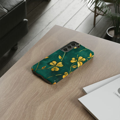 Floral Phone Case with Gold Accents, Tough Phone Cover, Stylish Phone Protector, Unique Gift for Her, Nature Lover Accessory
