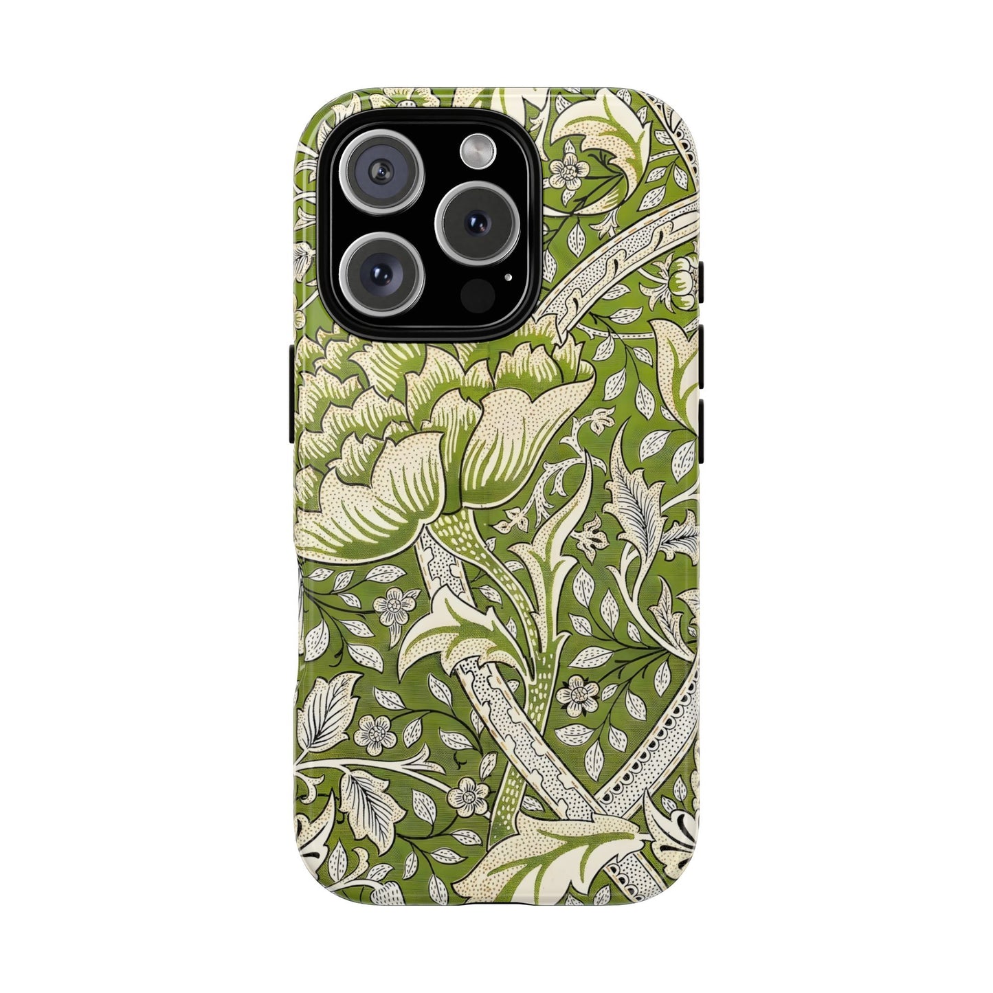 Stylish Phone Case with Floral Design, Durable Protective Cover for iPhone, Unique Gift for Birthdays, Mother's Day, Green Aesthetic