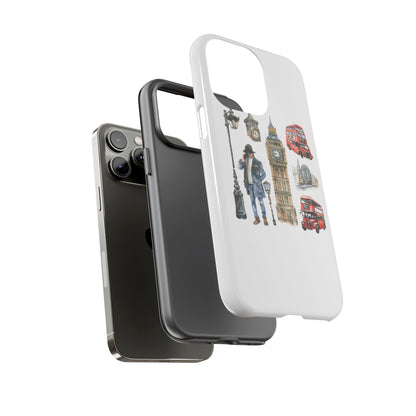London Iconic Design Phone Case, Tough Cases, Gift for Travelers, London Souvenir, London Icons, Red Bus Phone Case