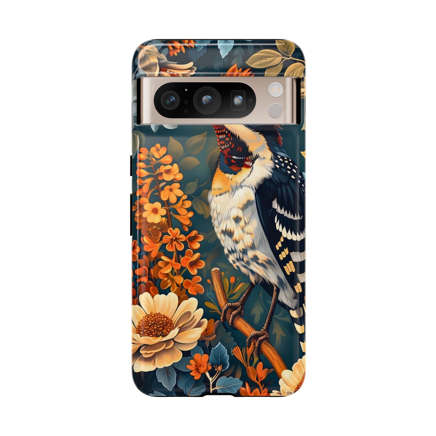 Tough Cases: Floral Bird Phone Case, Vintage Style Cover, Nature Lover Gift, Botanical Design, Spring Inspire Fashion