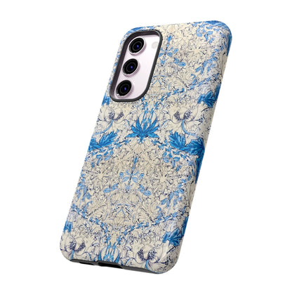 Elegant Floral Phone Case, Tough iPhone Cover, Stylish Mobile Protector, Blue Patterned Case, Unique Gift for Her