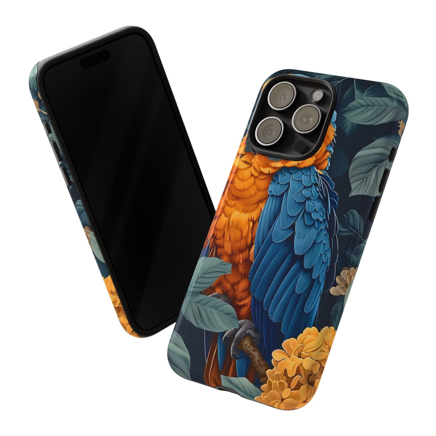 Tropical Parrot Phone Case - Tough Cases, Colorful Phone Cover, Nature Lover Gift, Floral Design, Bird Lover Accessory