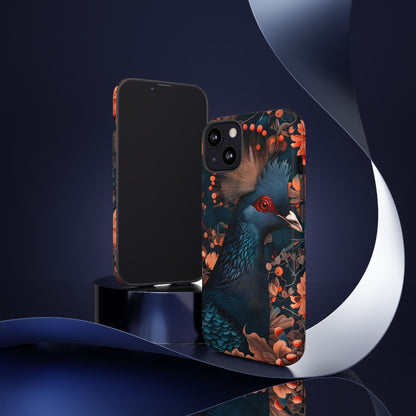 Vibrant Phone Case with Floral Peacock Design - Tough Cases, Artistic Phone Cover, Unique Gift for Nature Lovers, Stand Out Tech Accessory