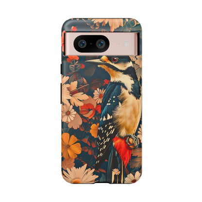 Artistic Bird Phone Case, Unique Tough Cases for Nature Lovers, Floral Design, Cute Gift, Customized Phone Accessories