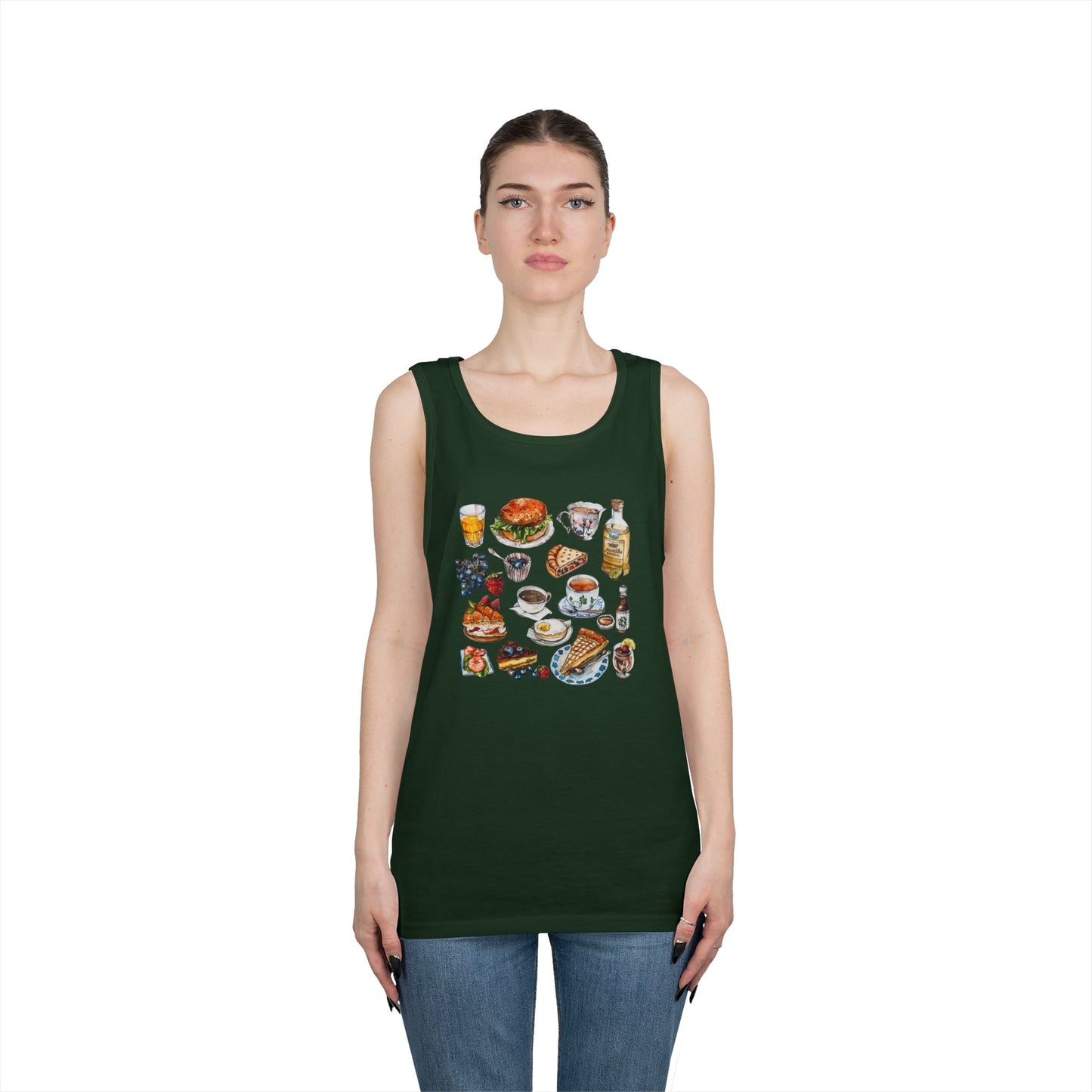 Unisex Heavy Cotton Tank Top - Iconic England Landmarks Illustration Print