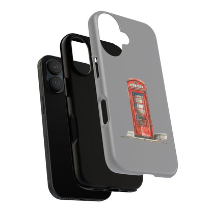 Red Phone Booth Phone Case, Vintage Style Case, Tough Cases for Gifts, Quirky Phone Accessories, Travel Lover's Gift