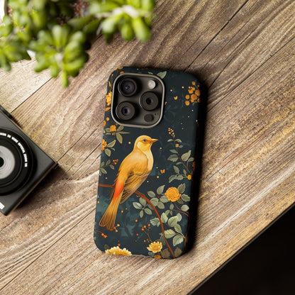 Floral Phone Case, Tough Cases with Bird Design, Nature Lover Gift, Stylish Protection, Birthday Present, Floral Phone Cover