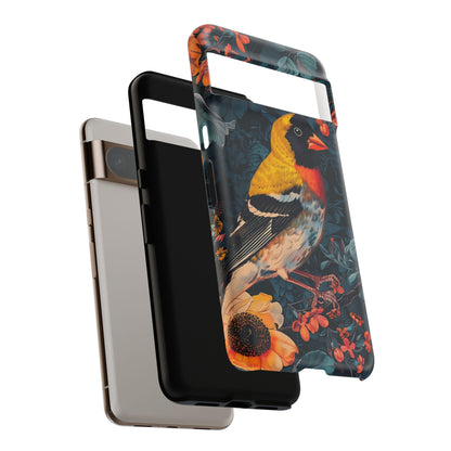 Colorful Bird Phone Case, Floral Phone Cover, Tough Phone Protector, Nature Lover Gift, Botanical Case, Unique Mobile Accessory