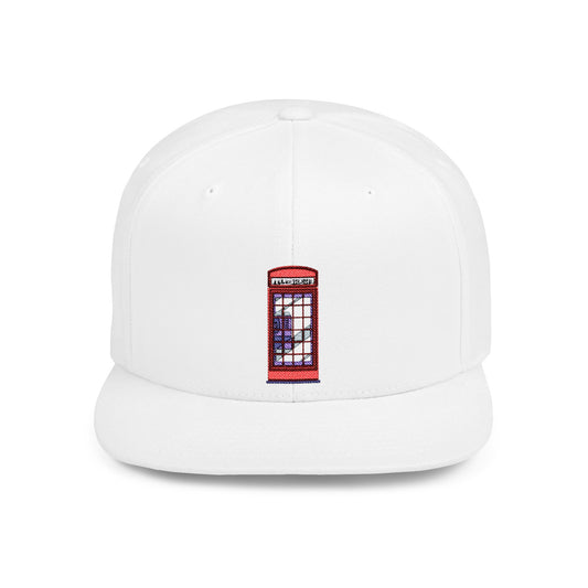 Red Telephone Booth Front View Flat Bill Snapback