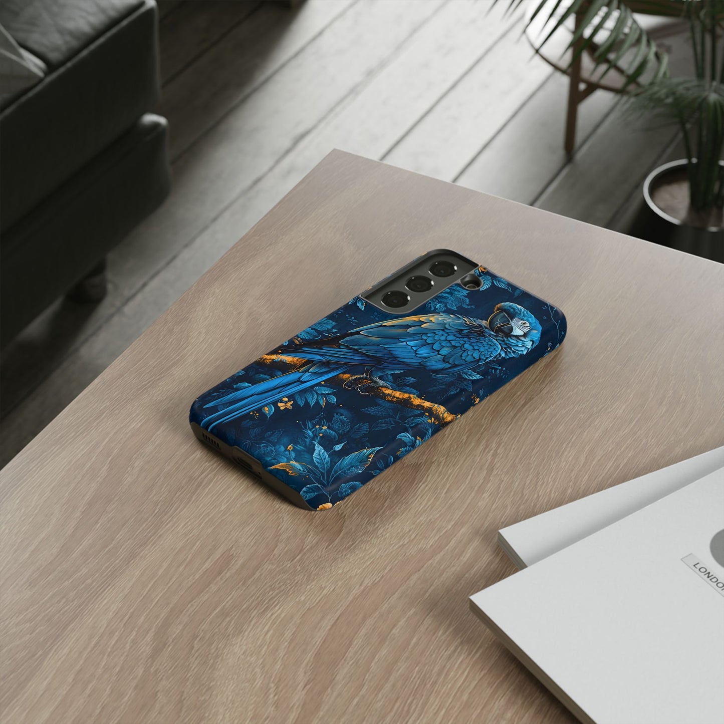 Tough Cases - Vibrant Blue Parrot Phone Case, Tropical Bird Phone Cover, Nature Lover Gift, Eco-Friendly Accessories, Unique Wildlife Decor