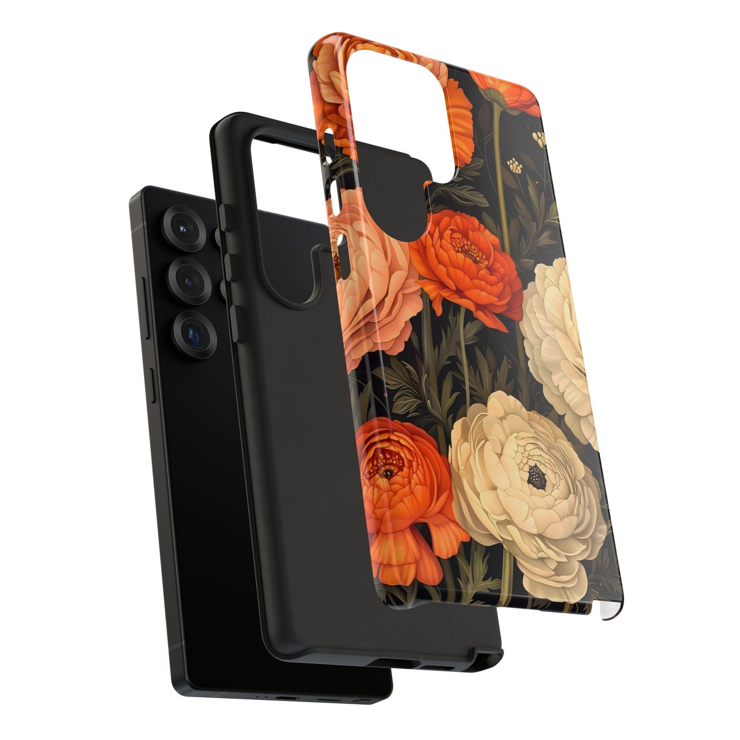 Floral Phone Case with Tough Protection, Blooming Ranunculus Design, Durable Cover, Gift for Flower Lovers, Eco-Friendly Phone Accessory
