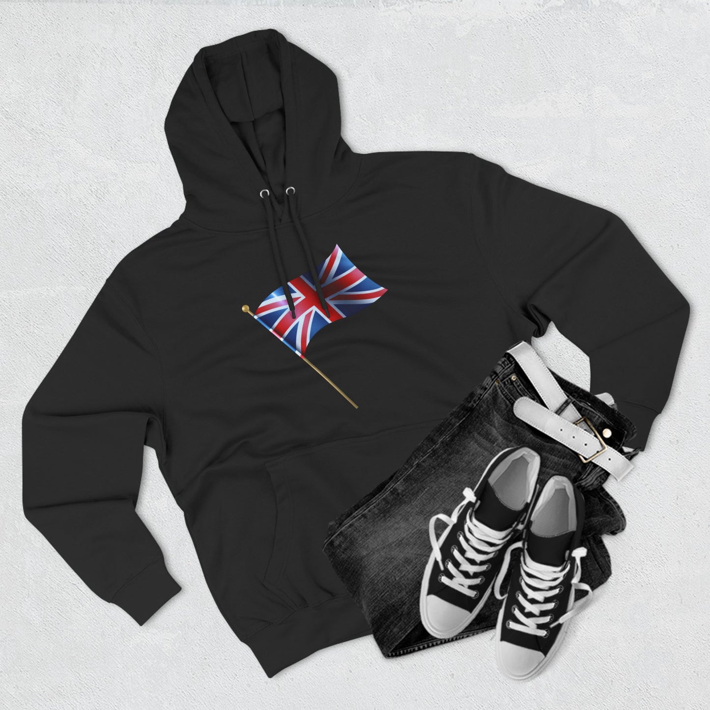 Three-Panel Fleece Hoodie - Waving Proud -The Union Jack Flag