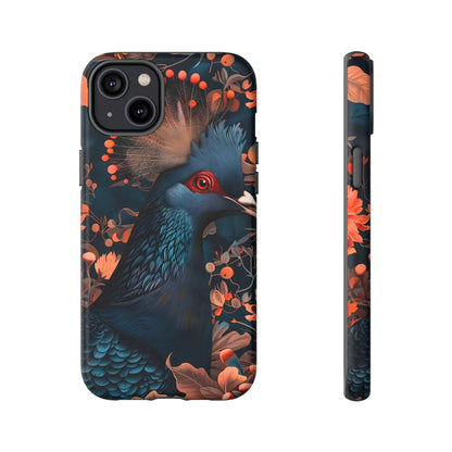 Vibrant Phone Case with Floral Peacock Design - Tough Cases, Artistic Phone Cover, Unique Gift for Nature Lovers, Stand Out Tech Accessory