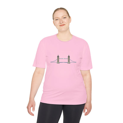 Unisex Moisture Wicking Tee - Scenic Bridge Watercolor Art Print