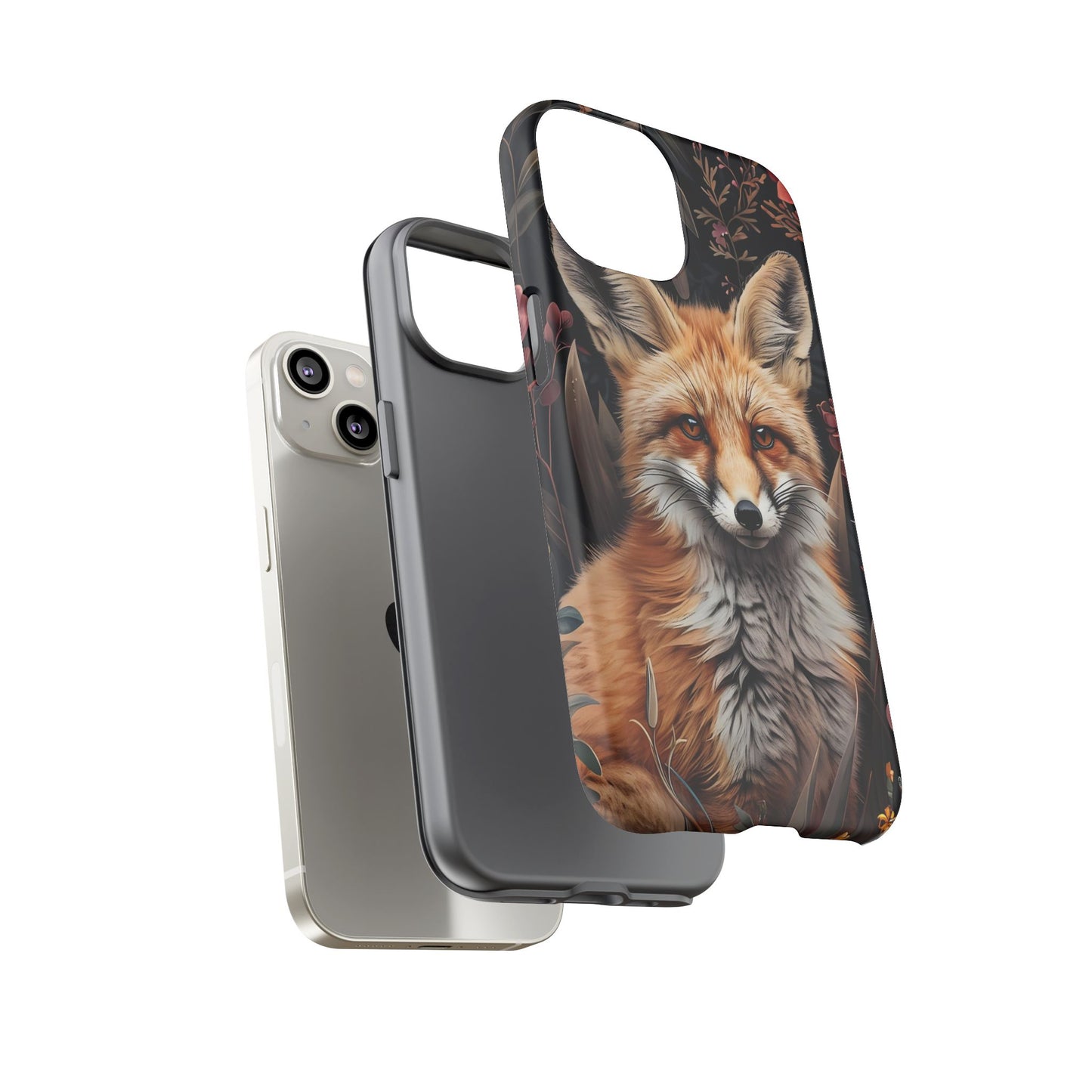 Fox Floral Phone Case, Tough Cases for Animal Lovers, Nature Themed Gift, Cute Phone Cover, Wild Fox Protector
