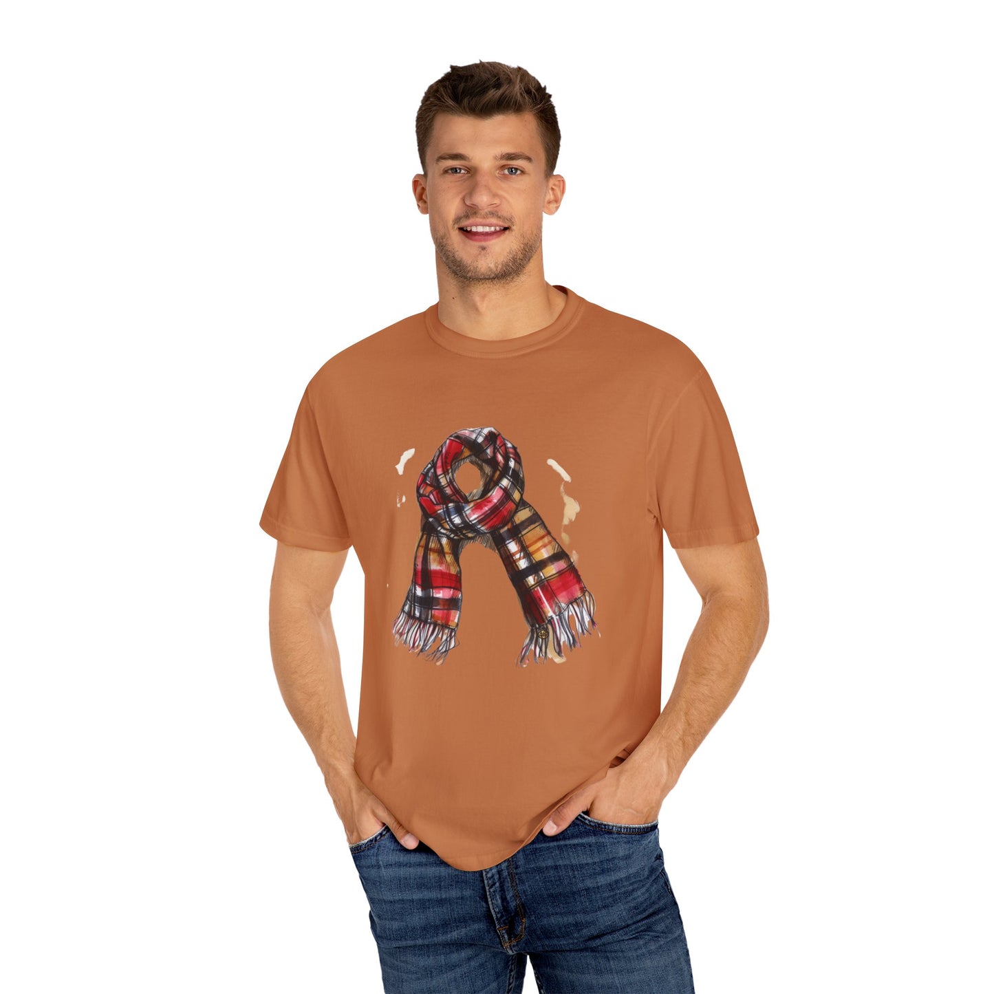 Unisex Garment-Dyed T-shirt - Trendy British Plaid Scarf