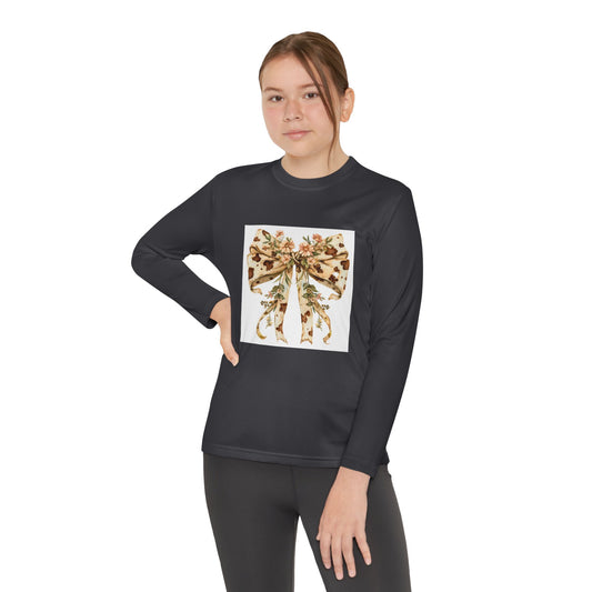 Youth Long Sleeve Tee with Floral Bow Design