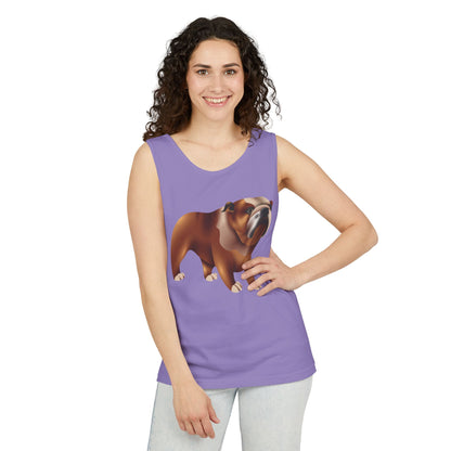 Unisex Garment-Dyed Tank Top - Adorable British Dog
