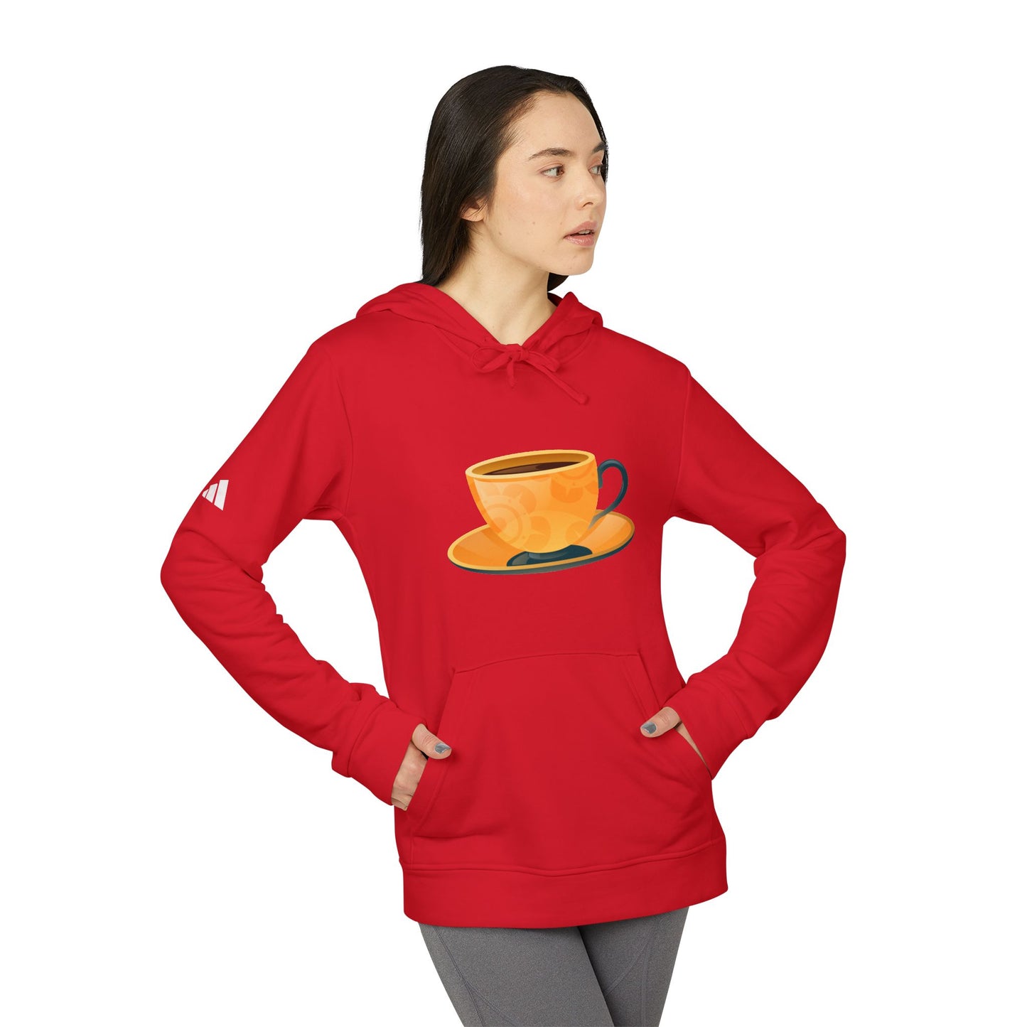 adidas Unisex Fleece Hoodie - Classic British Tea Kettle - Timeless Elegance in Tea Time