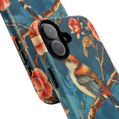 Bird & Floral Phone Case, Tough Cases for Nature Lovers, Gift for Her, Customizable Design, Vibrant Tech Accessories