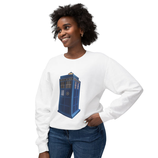 Unisex Lightweight Crewneck Sweatshirt - British Police Public Call Box - Iconic TARDIS Design