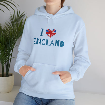 Unisex Heavy Blend™ Hooded Sweatshirt - I Love England - Union Jack Heart Design